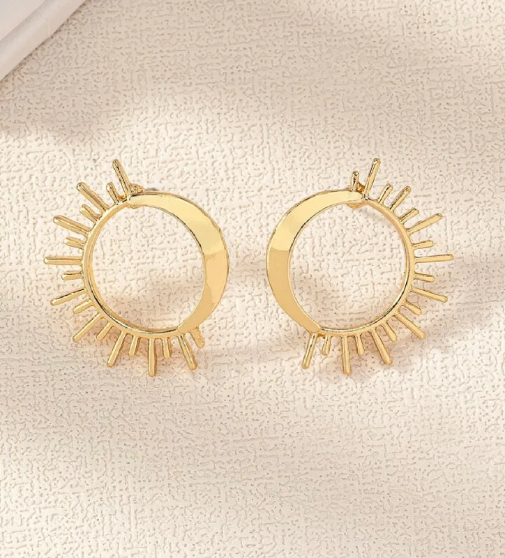 Diamond and gold earrings for women -Beautiful Gold Sun/Moon Earrings