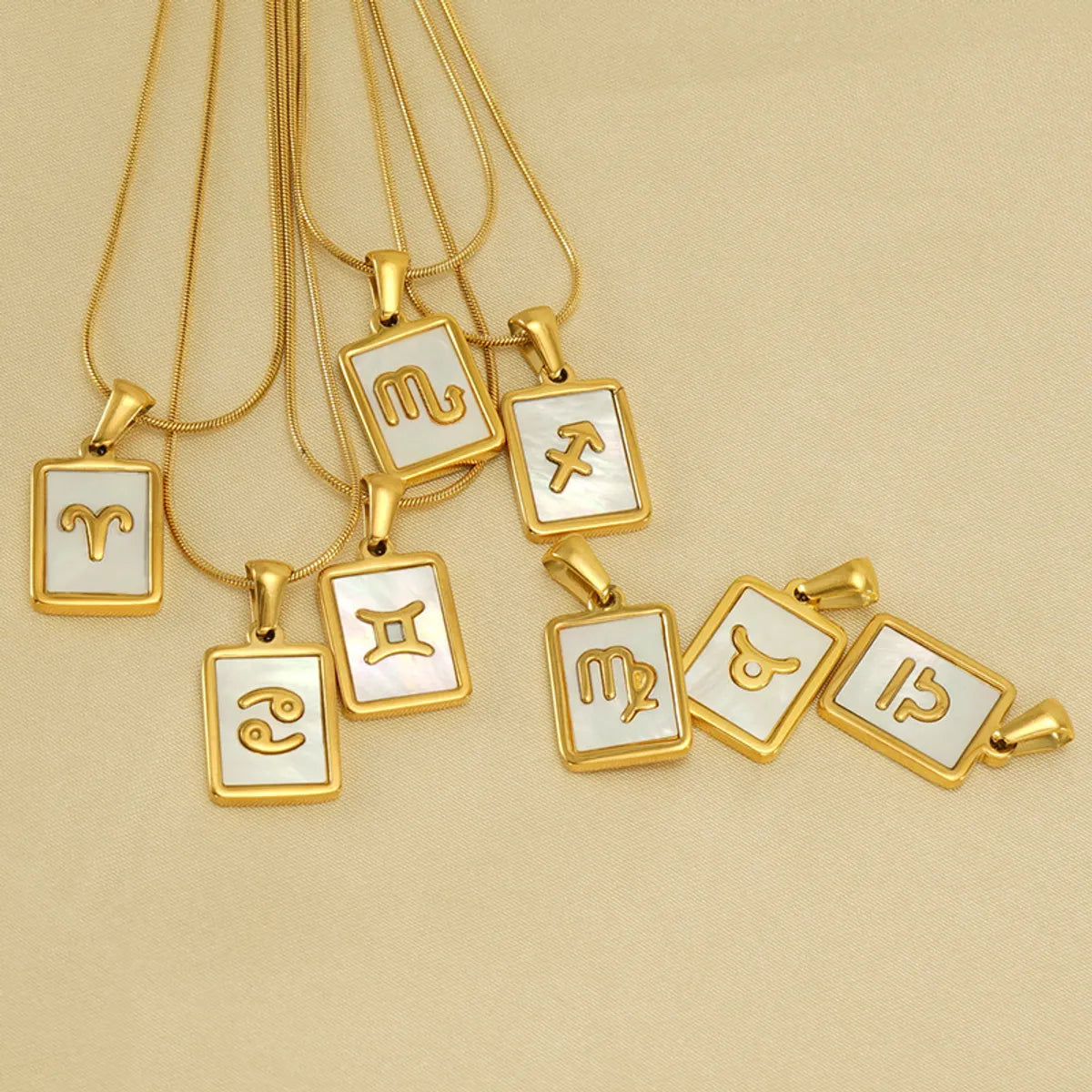 Silver necklaces for women -Simple Style Constellation Stainless Steel Plating Inlay Shell 18k Gold Plated Pendant Necklace