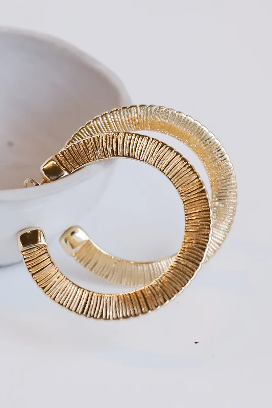 Zircon earrings for women -Phoebe Gold Hoop Earrings