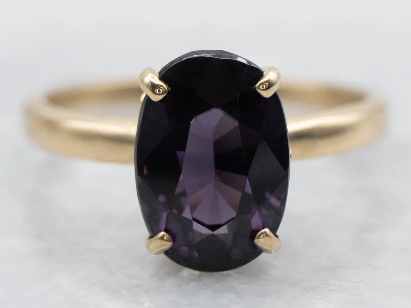 Classic solitaire rings for women -Vintage Purple Spinel Solitaire Ring