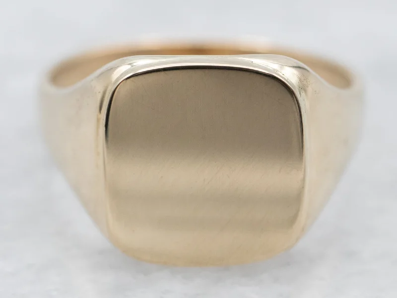 Two-tone rings for women -Yellow Gold Plain Square Signet Ring