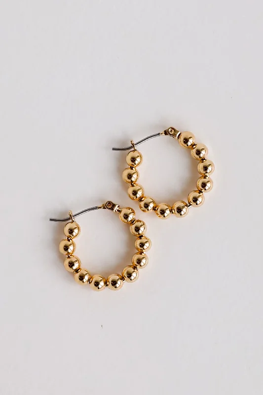 Three-layer earrings for women -Hazel Gold Ball Hoop Earrings