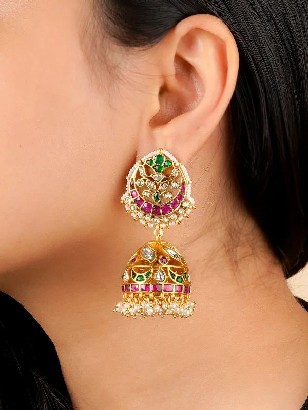 Pretty earrings for women -Multicolor Gold Plated Mishr Earrings - MR-E155M