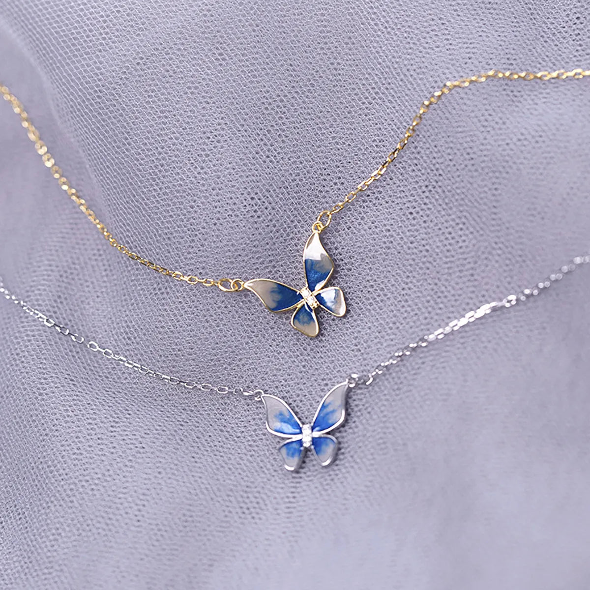 Simple gold chain necklaces for women -Elegant Butterfly Sterling Silver Plating Pendant Necklace