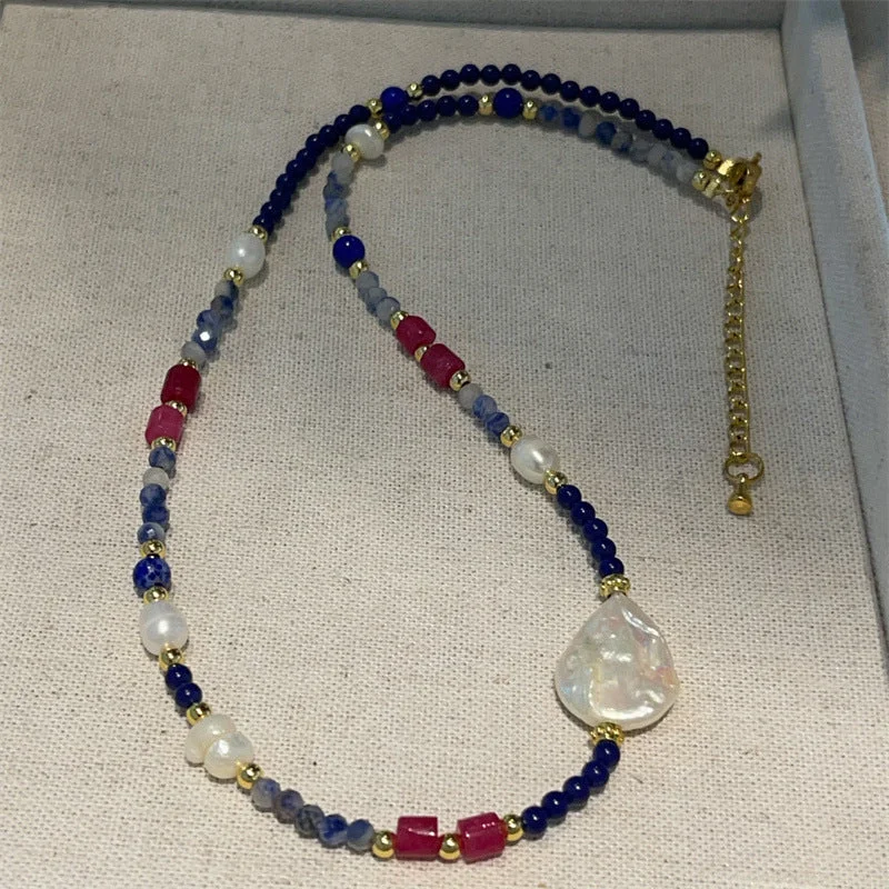 C276 Necklace--Same Lapis Lazuli Baroque Pearl