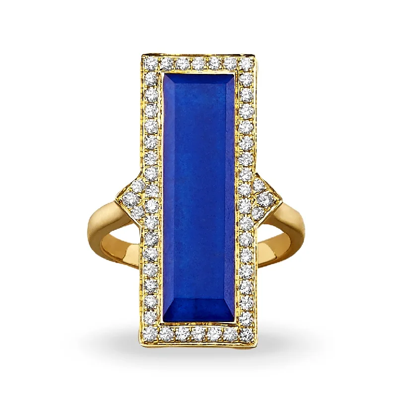 Vintage engagement rings for women -Doves Royal Lapis Collection 18K Yellow Gold Diamond Ring