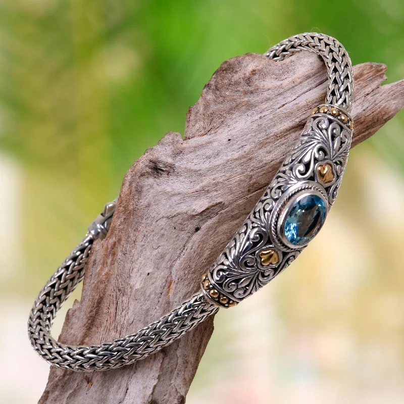 Engraved bracelets for women -Bedugul Garden Sterling Silver Bracelet