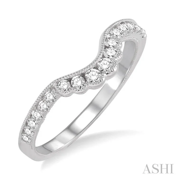 Engagement rings with sleek bands for women -1/5 ctw Round Cut Diamond Wedding Band in 14K White Gold