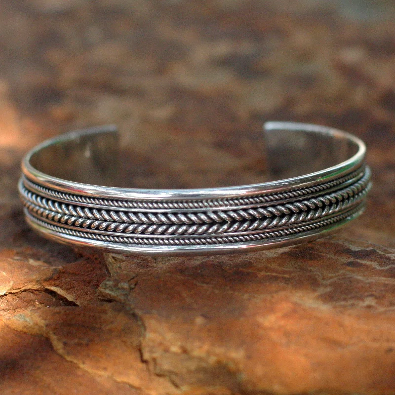 Beaded bangles for women -Lanna Illusions Sterling Silver Cuff Bracelet