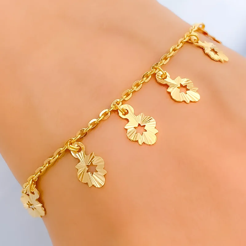 Stackable bracelets for women -Dangling Detailed 22K Gold Charm Bracelet