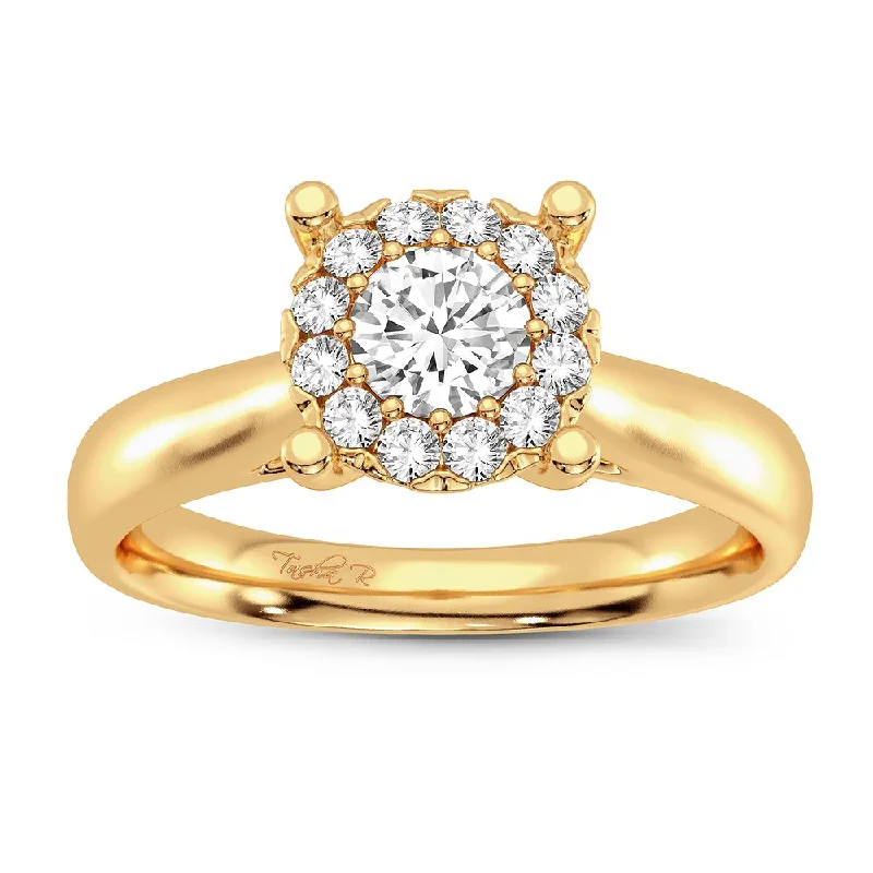 Personalized engraved engagement rings for women -14K 0.25CT Diamond Ring