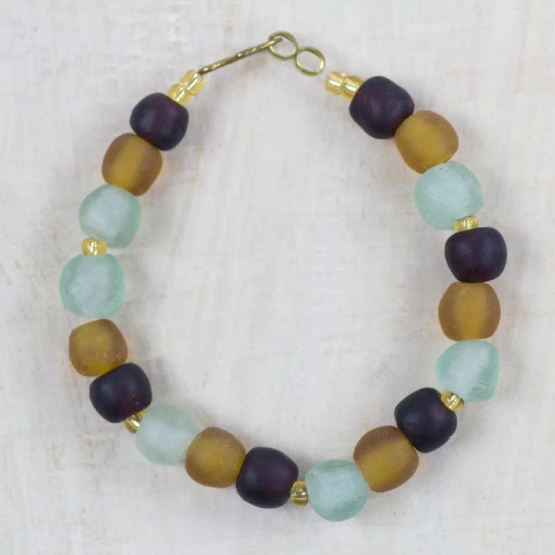 Designer bracelets for women -Fresh Novelty Recycled Glass and Plastic Beaded Bracelet from Ghana