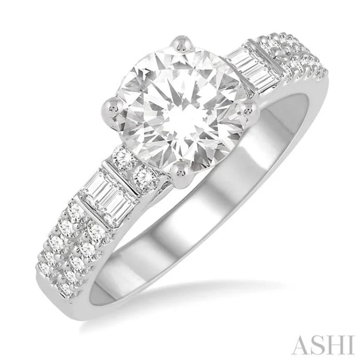 Engagement rings with antique diamonds for women -1/2 ctw Semi-Mount Diamond Engagement Ring in 14K White Gold