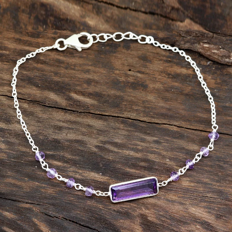 Custom bracelets for women -Magical Prism 3.5-Carat Amethyst Pendant Bracelet from India