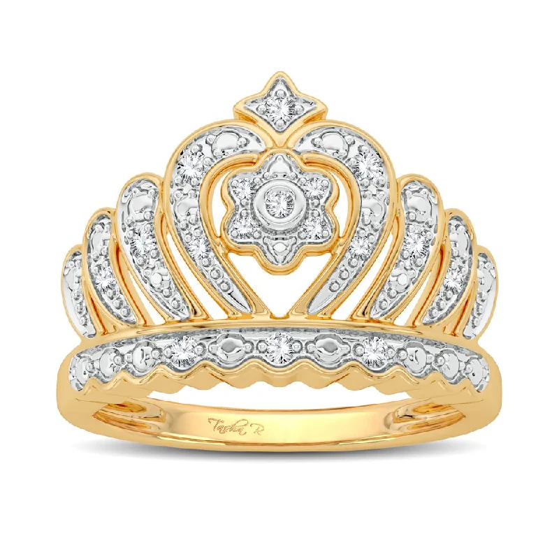 Engagement rings with vintage design for women -10K 0.10CT Diamond  Fashion Ring