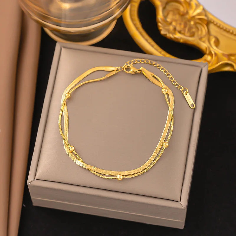 Blade round Beads Anklet [Gold]