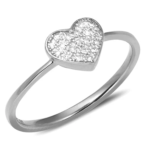 Engagement rings with channel setting for women -14KW 0.10CTW DIAMOND HEART RING