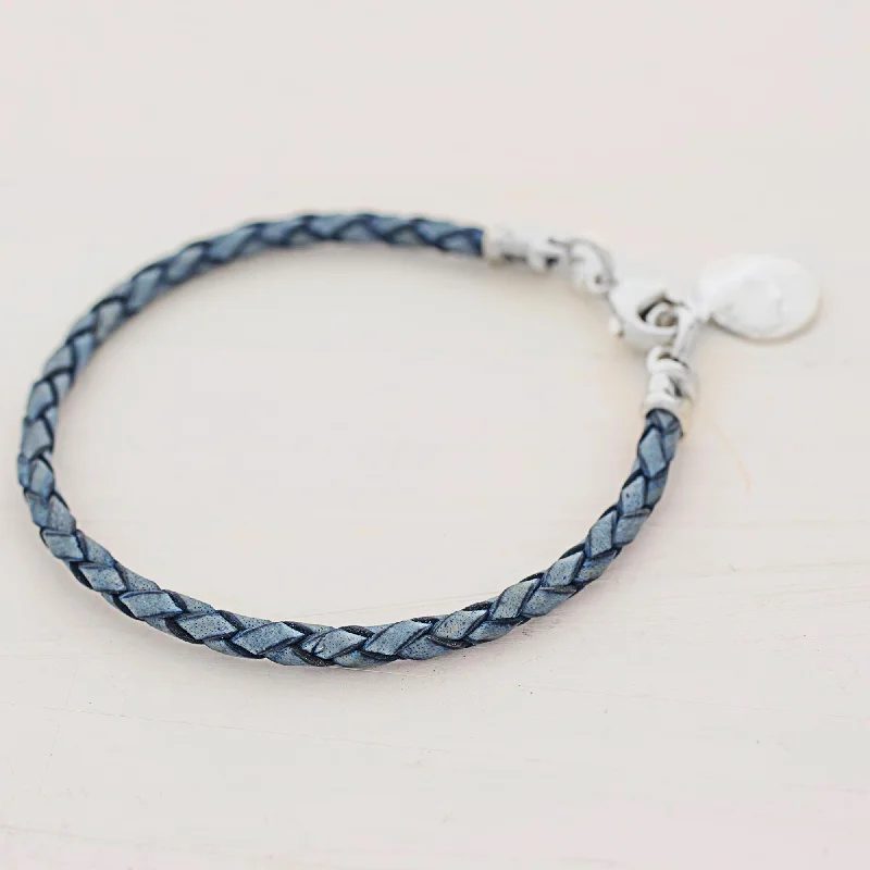 Elegant bracelets for women -Walk of Life in Blue Silver Leather Charm Bracelet