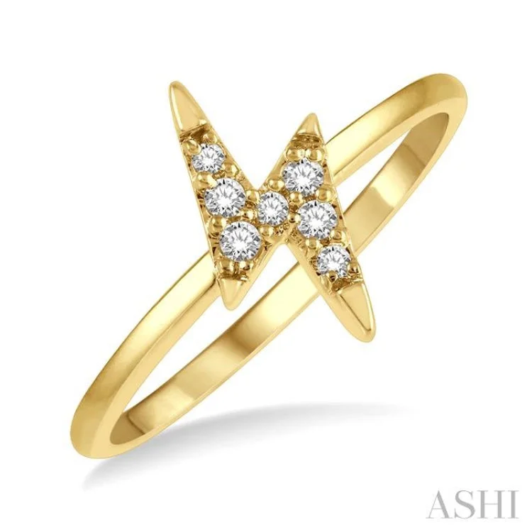 Diamond engagement rings for women -1/10 Ctw Lightning Bolt Round Cut Diamond Petite Fashion Ring in 14K Yellow Gold