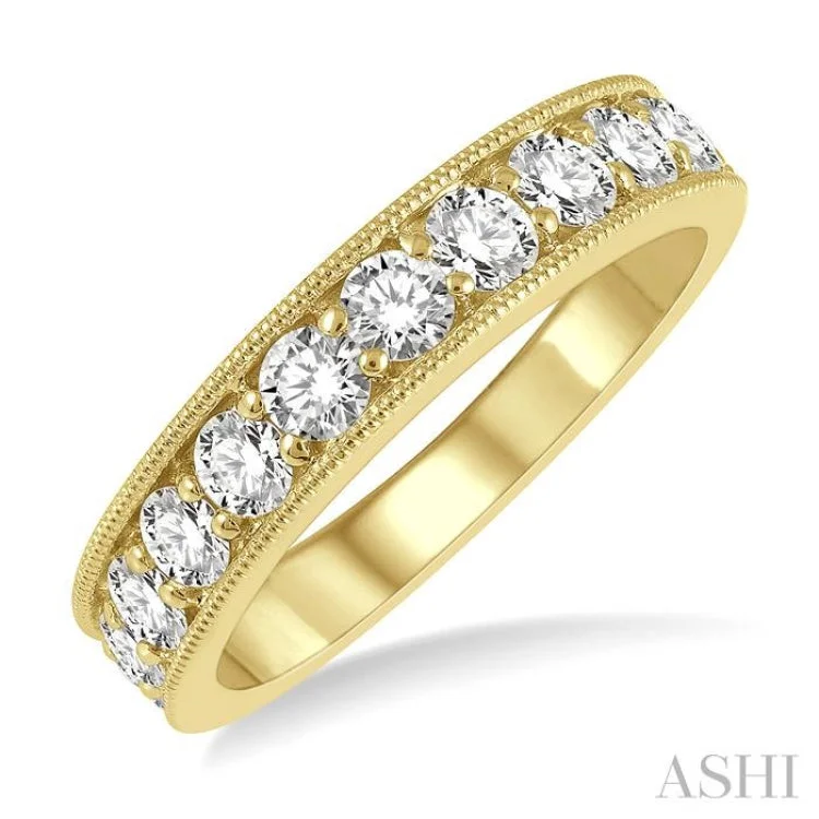 Engagement rings with channel setting for women -1 ctw Round Cut Diamond Wedding Band in 14K Yellow Gold