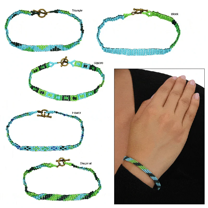 Natural stone bracelets for women -Haitian Bead Weaver Blue Hues Bracelet