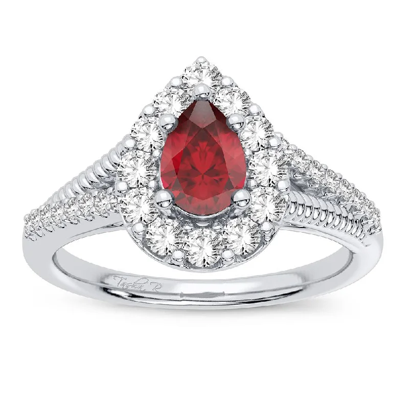 Custom engagement rings for women -14K 0.33CT Diamond Ring Ruby