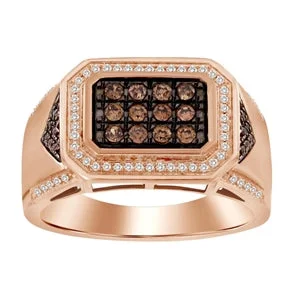 Unique vintage-style engagement rings for women -MEN'S RING 1/2 CT ROUND/CHOCOLATE DIAMOND 10K ROSE  GOLD