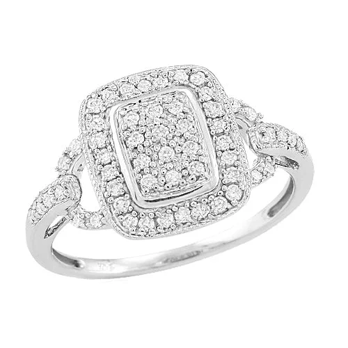 Princess cut engagement rings for women -Sterling Silver 0.25CTW DIAMOND FANCY RING