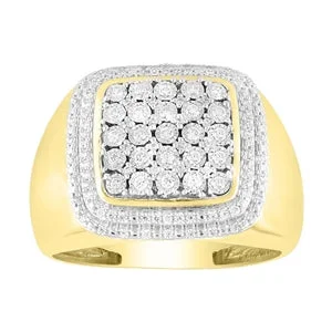 Personalized engraved engagement rings for women -MEN'S RING 1/2 CT ROUND DIAMOND 10K YELLOW GOLD