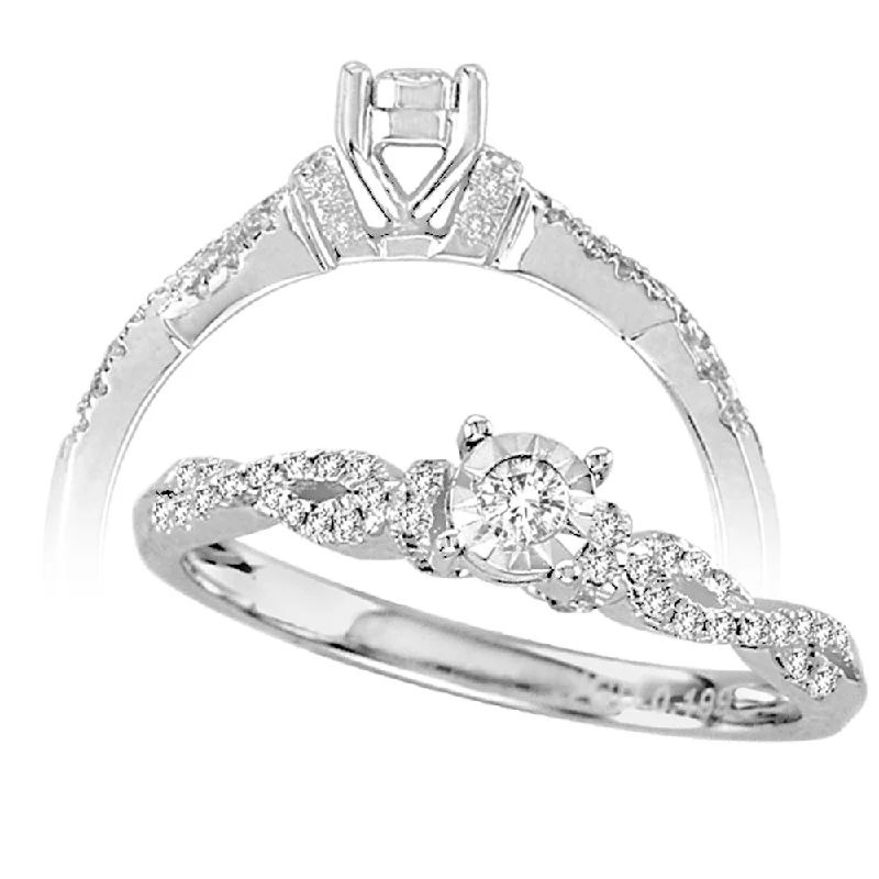 Engagement rings with round diamond halos for women -14K 0.20CT Diamond RING