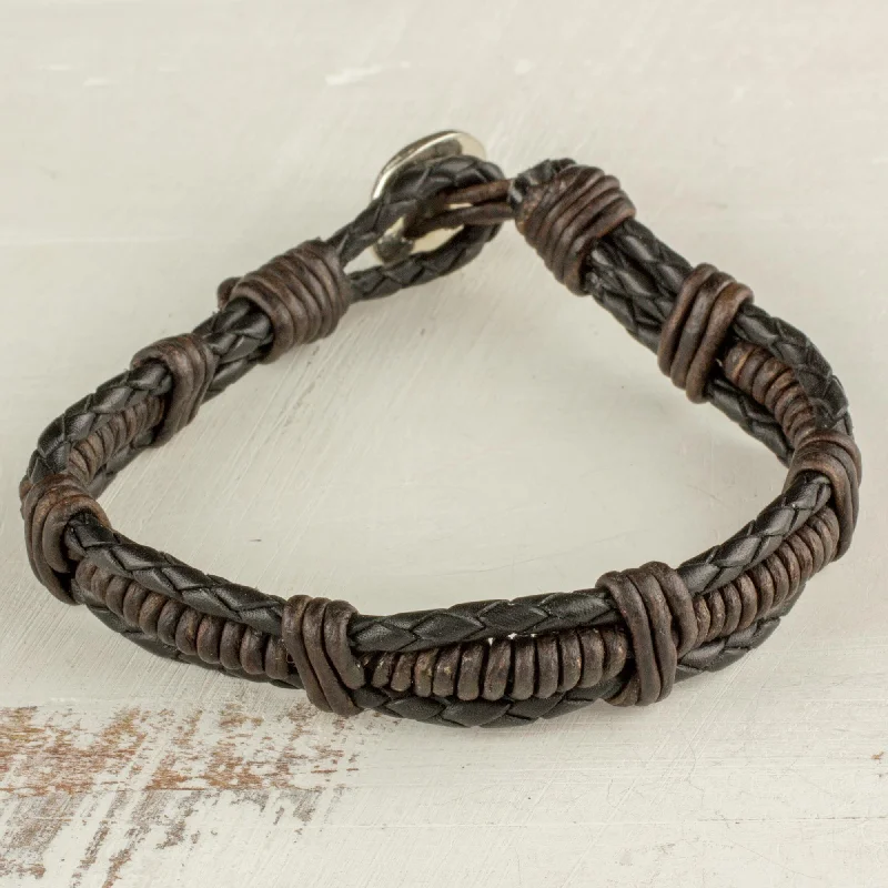 Magnetic bracelets for women -Casual Style Leather Braided Bracelet