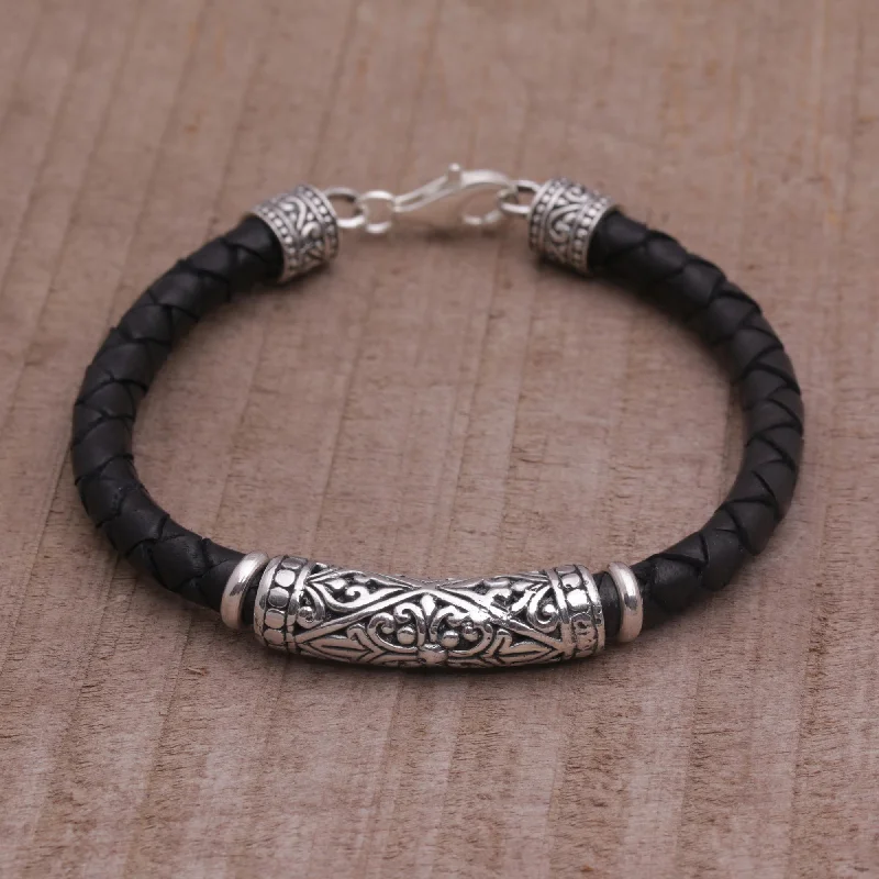 Classic bracelets for women -Lost Kingdom Sterling Silver Leather Bracelet