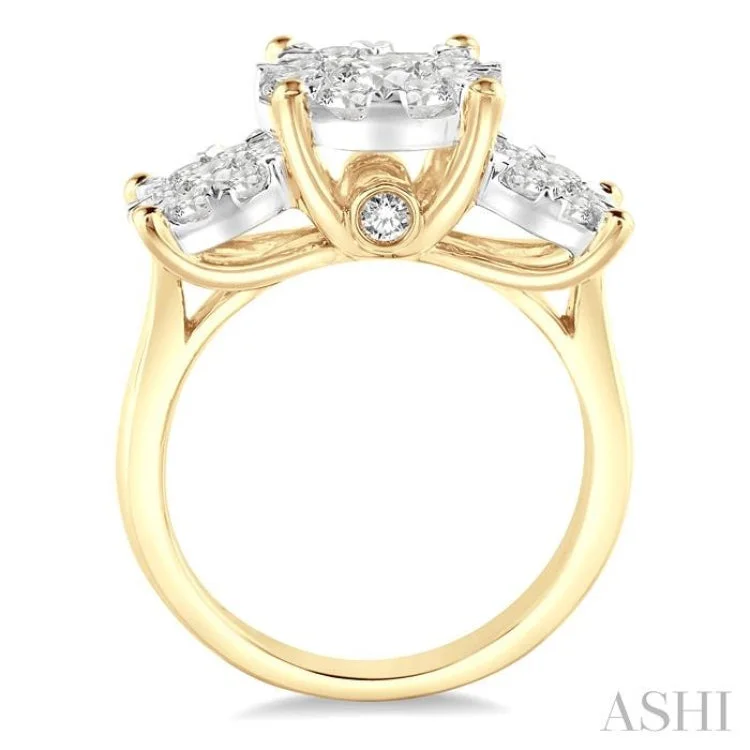 Heart-shaped engagement rings for women -2 Ctw Lovebright Round Cut Diamond Ring in 14K Yellow and White Gold