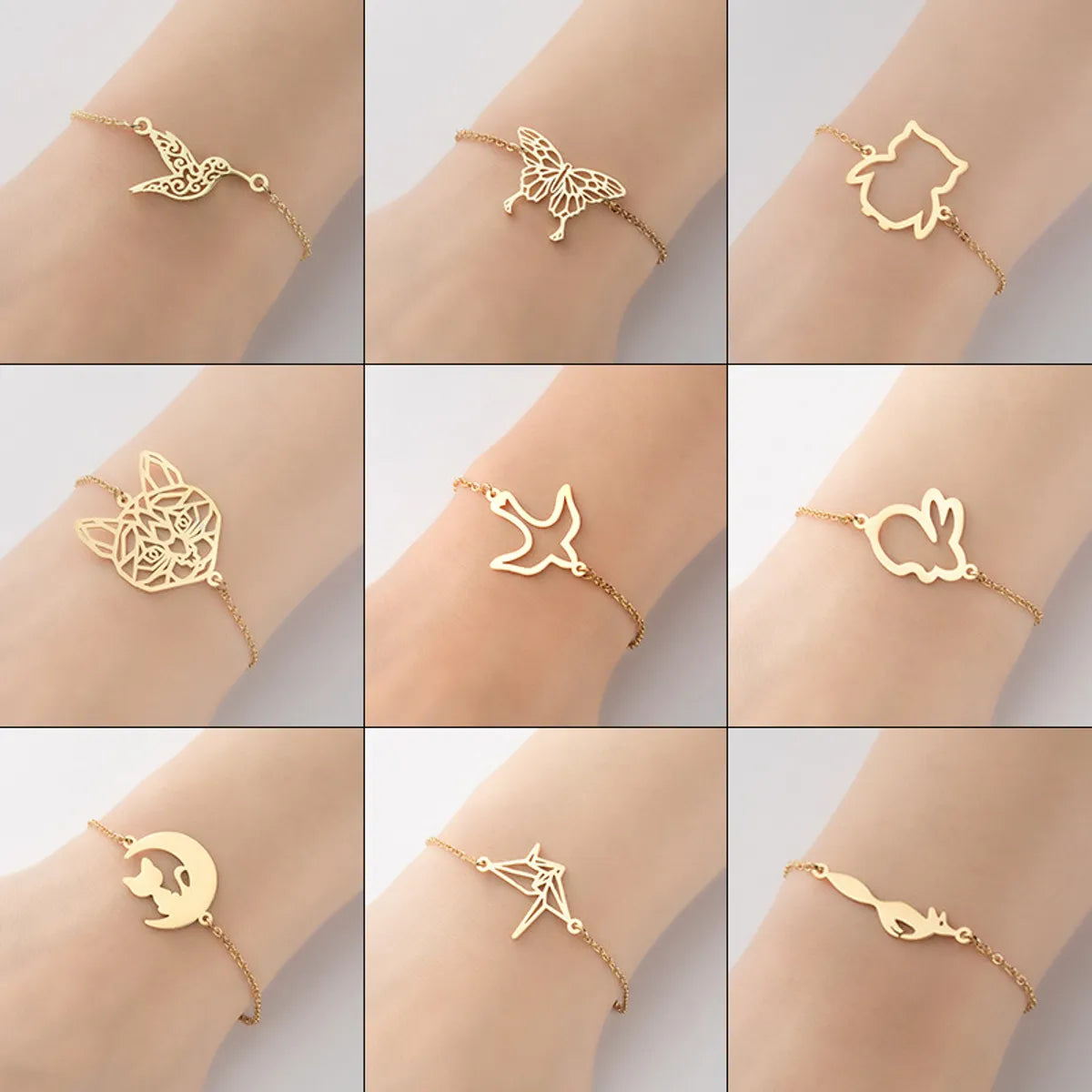 Adjustable bracelets for women -Fashion Animal 201 Stainless Steel 18K Gold Plated Bracelets In Bulk