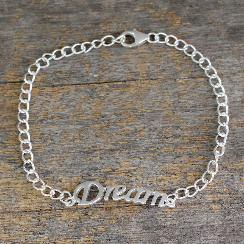 Thick bracelets for women -Remember to Dream Inspirational Sterling Silver Bracelet with Dream Message