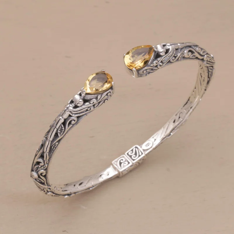 Diamond bracelets for women -Looking for You Fair Trade Silver and Citrine Hinged Cuff Bracelet