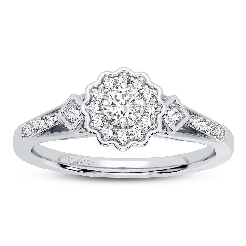 White gold engagement rings for women -10K 0.20CT DIAMOND RING