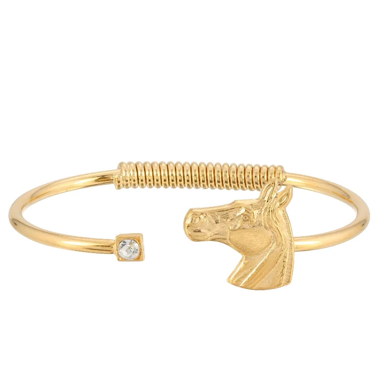 Handmade bangles for women -1928 Jewelry® 14K Gold-Dipped Clear Crystal And Horse Accent Hinge Bracelet