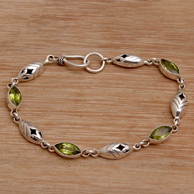 Double bracelet for women -Opulent Nature Balinese Peridot and Sterling Silver Link Bracelet