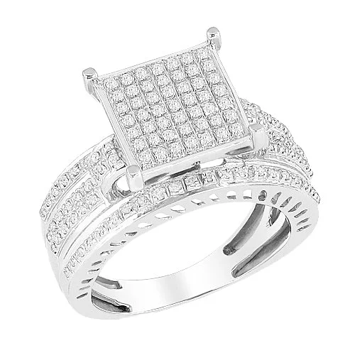 Custom-designed engagement rings for women -Sterling Silver 0.50CTW DIAMOND FANCY RING