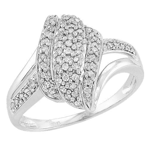 Custom engagement rings for women -Sterling Silver 0.35CTW DIAMOND FANCY RING