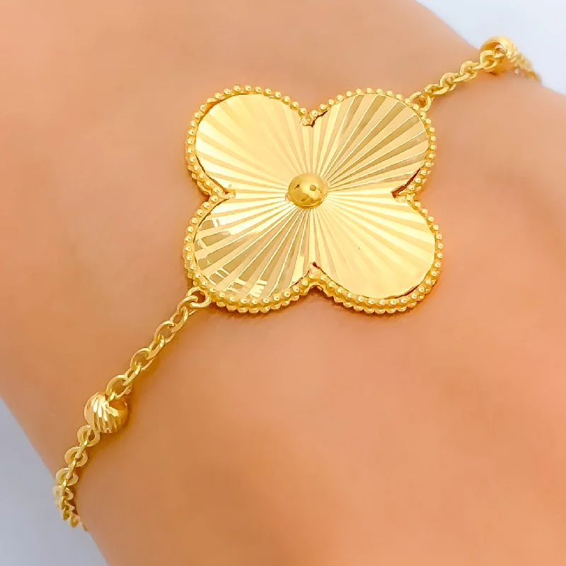 Minimalist bracelets for women -Grand Impressive Clover 21k Gold Bracelet