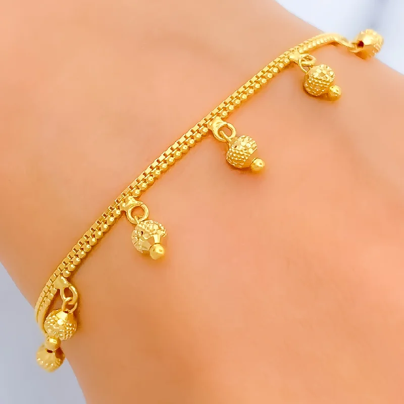 Gold bangles for women -Dainty Elegant 22K Gold Charm Bracelet