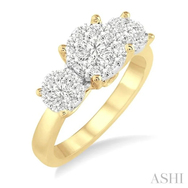 Modern solitaire engagement rings for women -1 Ctw Lovebright Round Cut Diamond Ring in 14K Yellow and White Gold