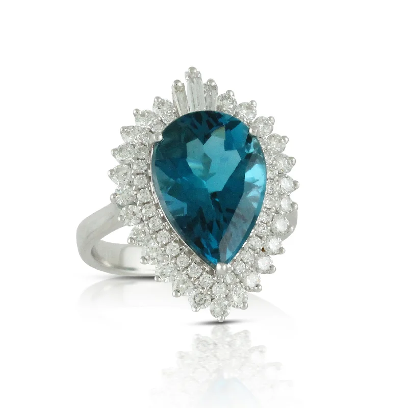 Custom-designed engagement rings for women -Doves London Blue Collection 18K White Gold Diamond Ring