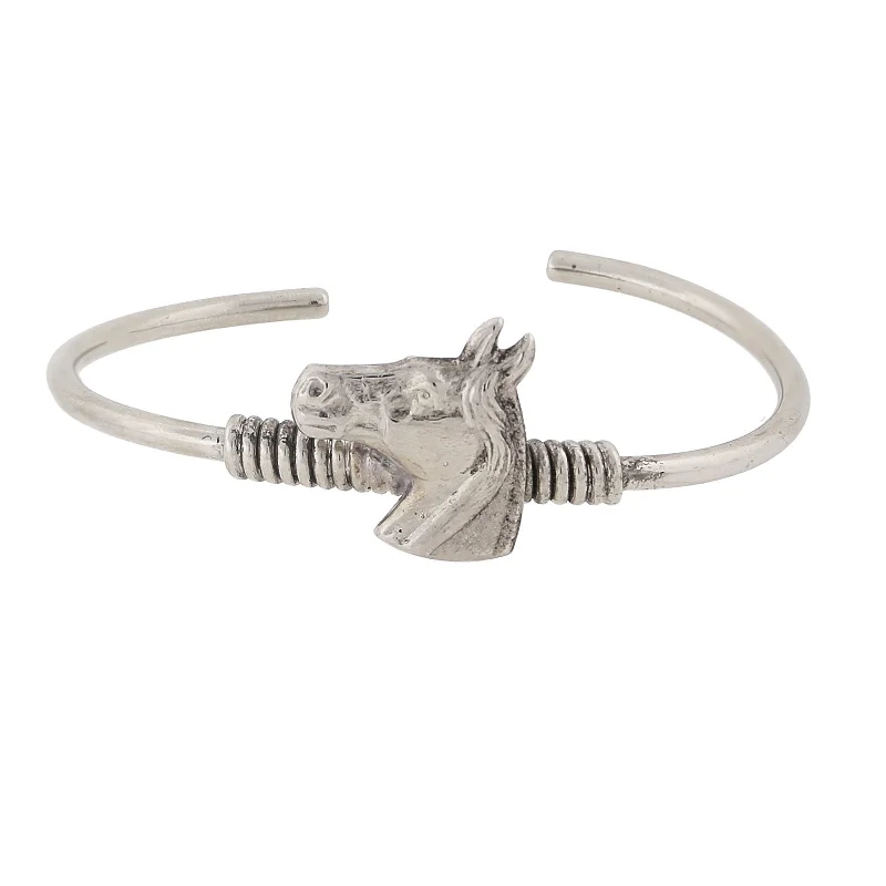 Simple bangle bracelets for women -1928 Jewelry® Silver-Tone Horse Spring Hinge Bracelet