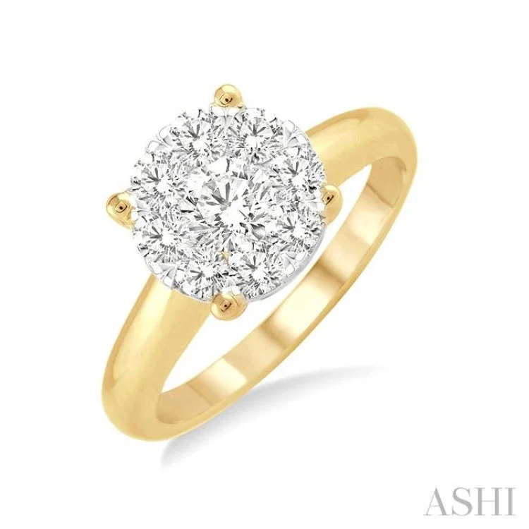 Personalized engagement rings for women -1/3 Ctw Lovebright Round Cut Diamond Ring in 14K Yellow and White Gold