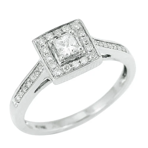 Engagement rings with pave setting for women -14KW 0.40CTW DIAMOND FANCY RING