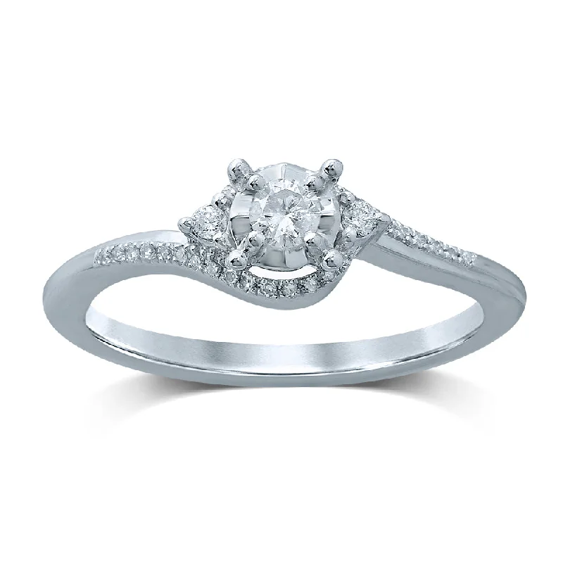 Engagement rings with tension setting for women -14K 0.19CT Diamond  RING