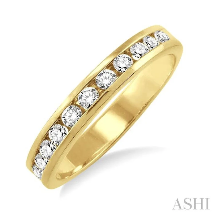 Engagement rings with matching wedding band for women -1/4 ctw Round Cut Diamond Wedding Band in 14K Yellow Gold